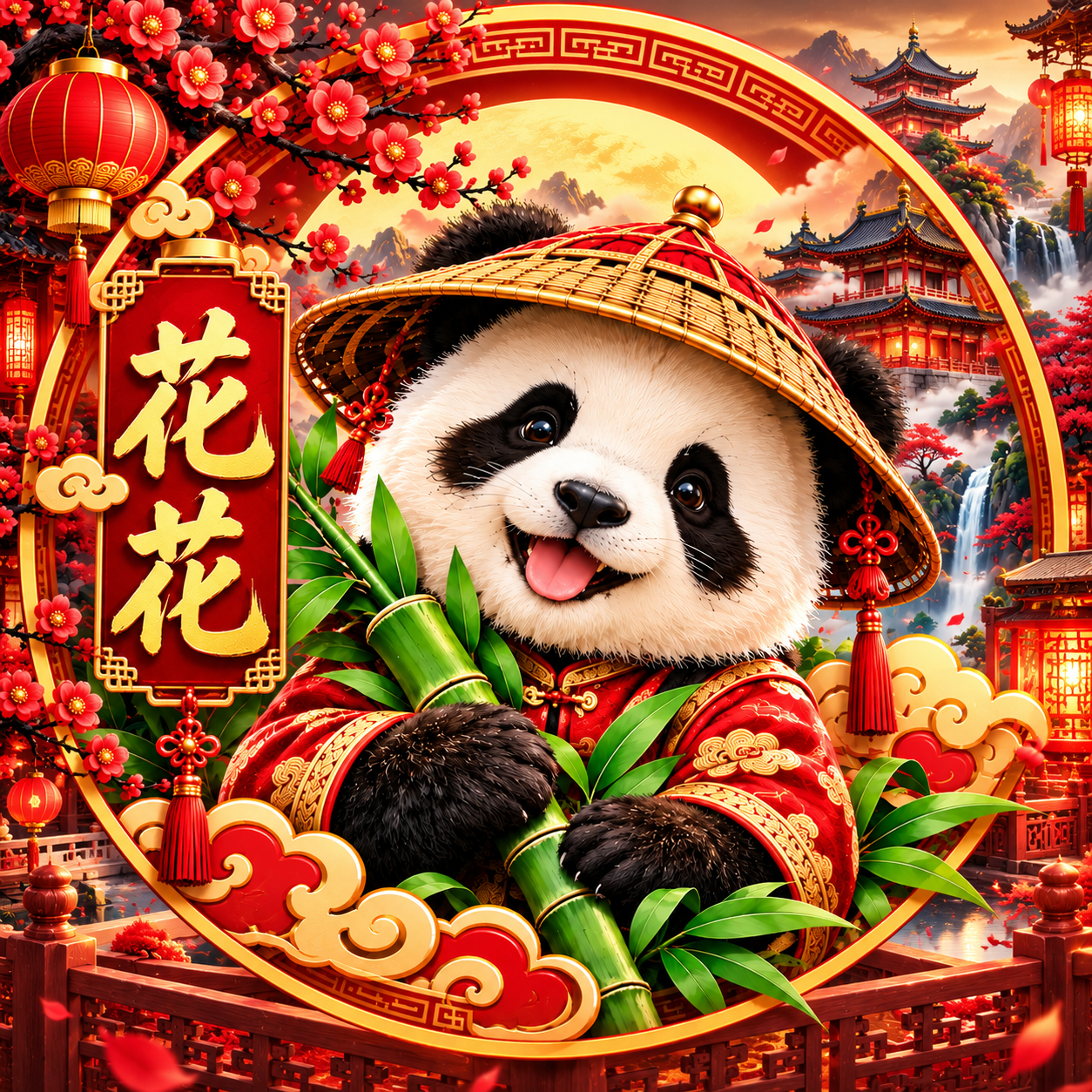 花花 HUAHUA panda seal medallion